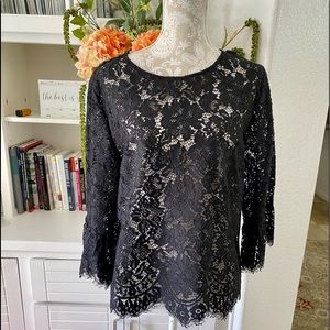 Banana Republic 3/4 sleeve black lace top.
